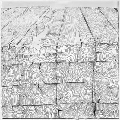 Giuseppe Penone, Gli alberi dei travi (The Trees of the Beams), 1970